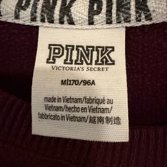 PINK Victoria's Secret Maroon Collegiate Style Log Sweatshirt - Picture 5 of 7
